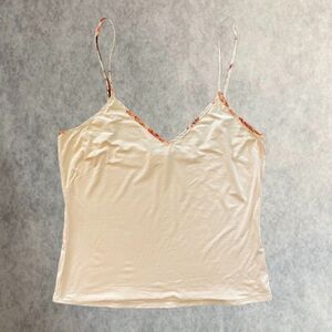 CAMI NYC Camisole Womens Small Beige V Neck Multi Floral Trim Cami Top